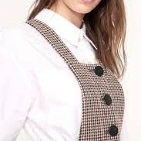 BA&SH Robe Penelope Houndstooth Wool Blend Overall Lady Dress US Size 2 XS NWT - Picture 5 of 16
